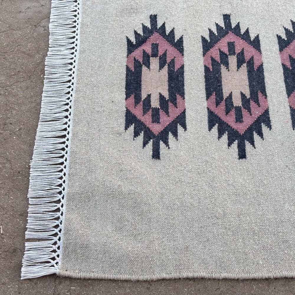 Handmade Wool Multicolor Vintage Dhurrie For Living Room